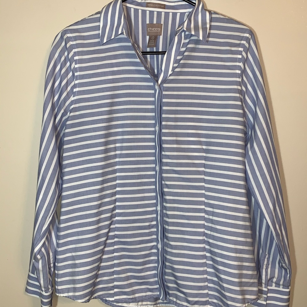 Chico’s Wrinkle Resistant Striped Button Down - image 1